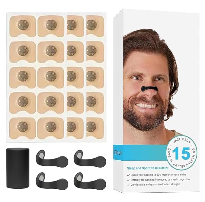 Magnetic Anti-Snoring Nose Clip (Pack of 15) | Nasal Strips for Breathing Relief | Sleep Aid Snore Stopper Device for Men & Women